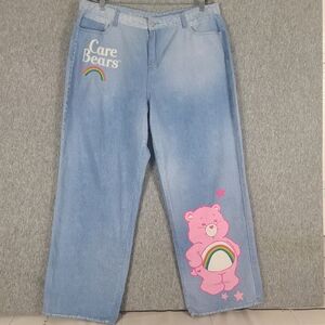 Shien xCare Bears Plus Size Graphic Print Classic Wide Leg Jeans 2X Rainbow